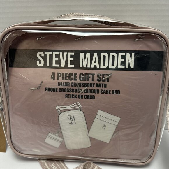 Steve Madden Pink Clay 4 Piece Gift Set Clear Crossbody Bag - Picture 4 of 11